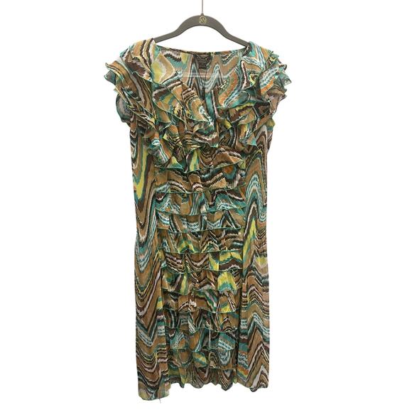 Jerry. T woman's ruffled layered stretch dress multi‎ colored Medium - Picture 1 of 7